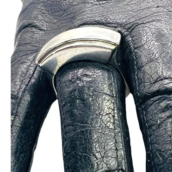 925 Italy Sterling Silver Estate Vintage Ring Artistic Sleek Wide Size 6.75 - Picture 6 of 11